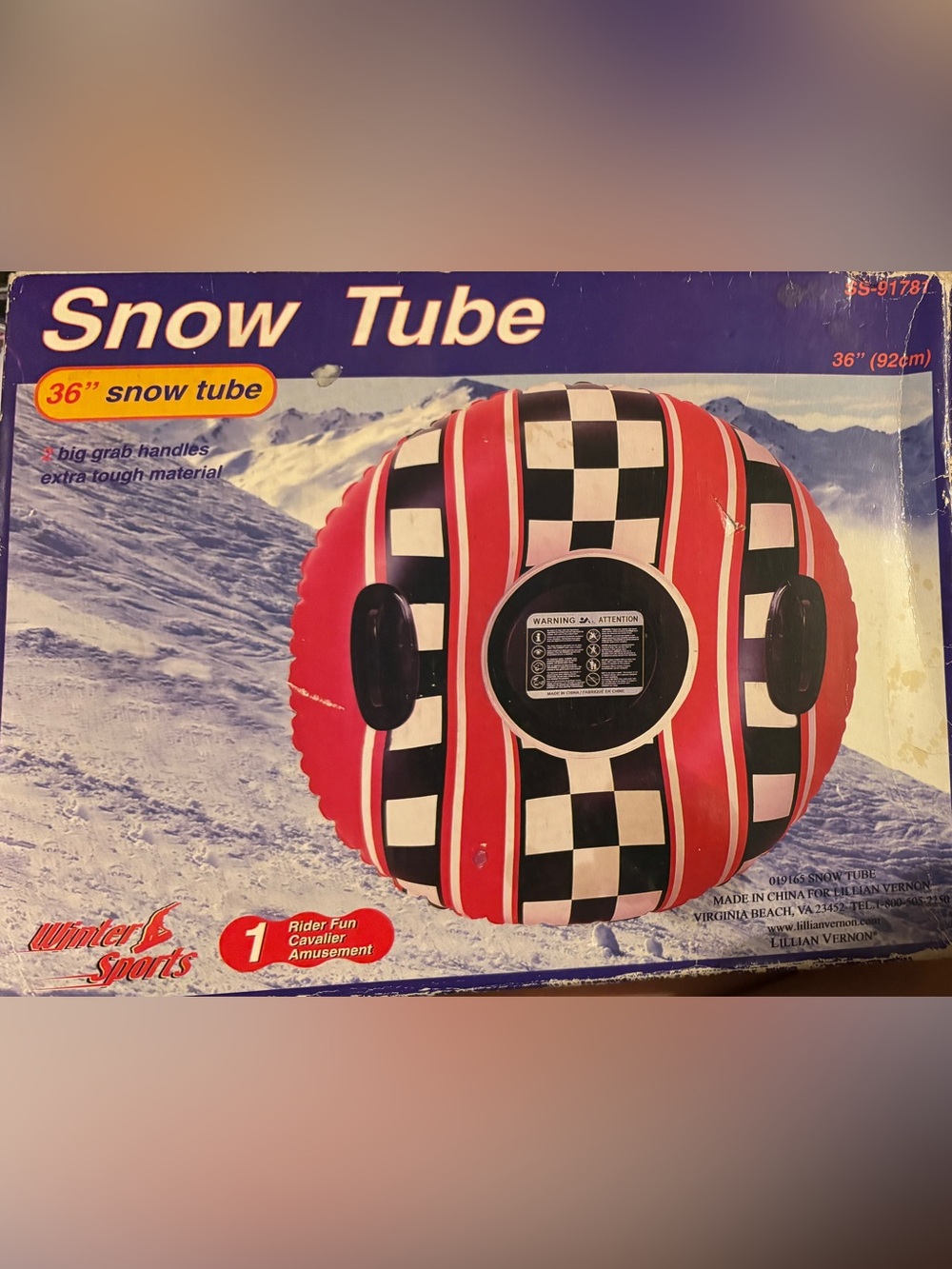 Red & Black Check Snow Tube Rider - Portable Winter Sled